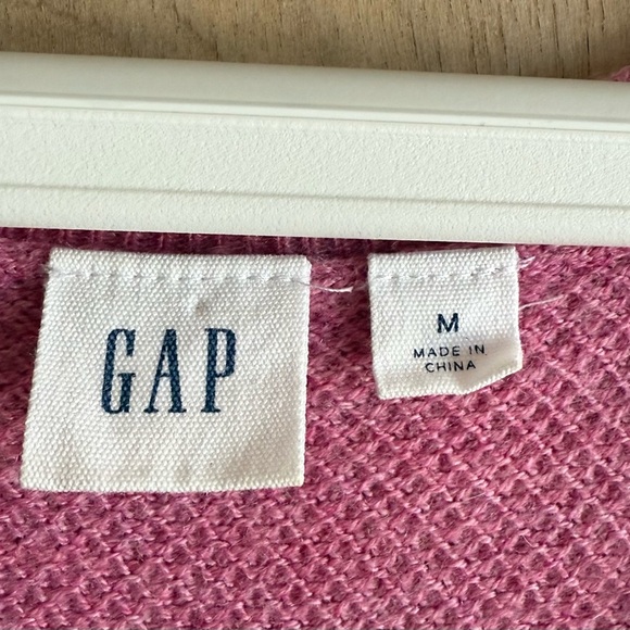 GAP V-Neck True Soft Sweater Pink Heather Merino Wool Blend Size M - Picture 5 of 12